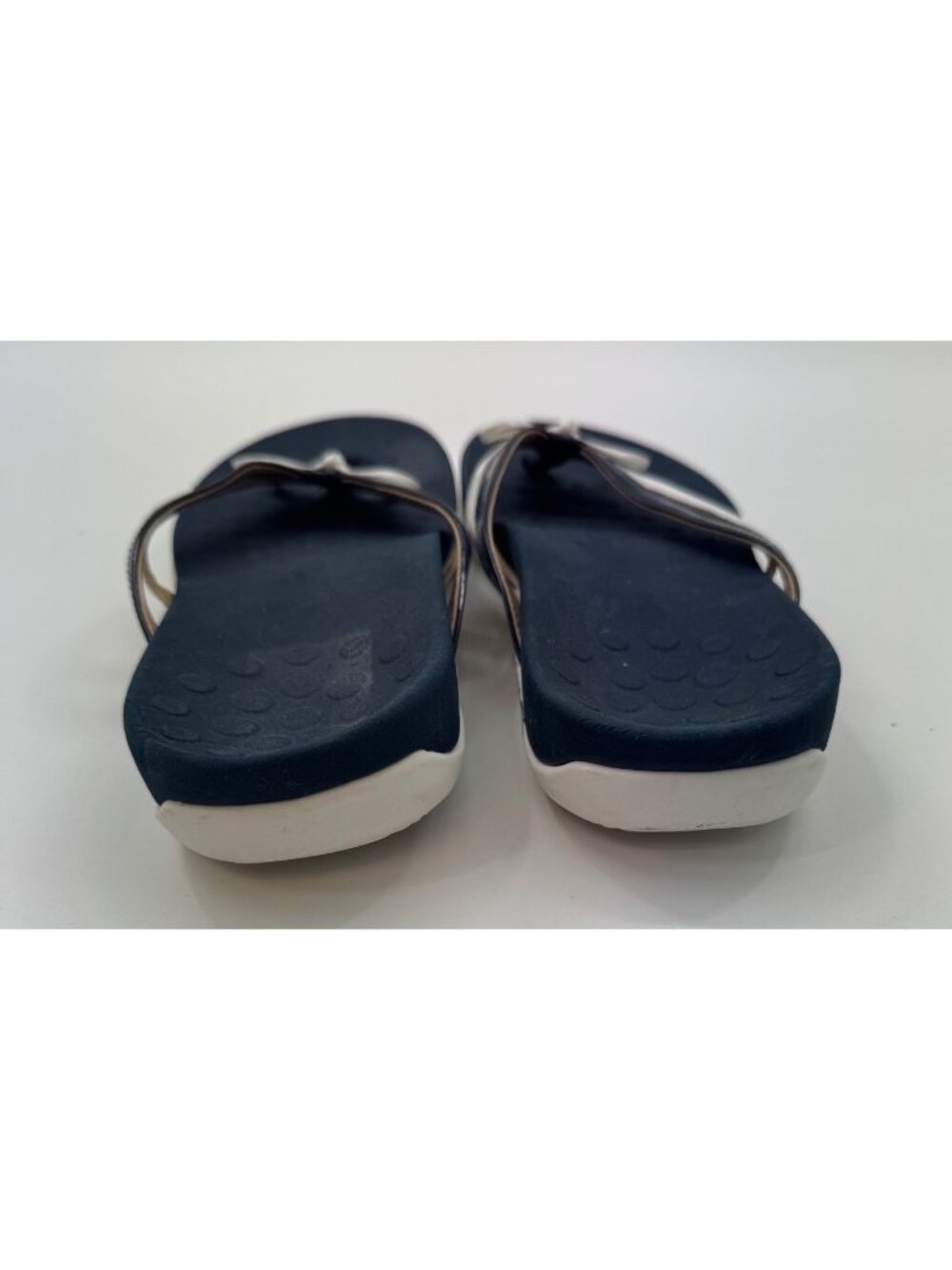 Vionic Bella X Womens Orthotic Flip Flops Navy & White Size 8.5 Bow Accent - Picture 8 of 8